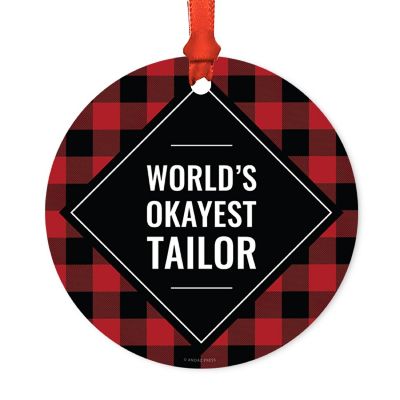 Metal Ornament Tailor Red Black Plaid Image 1