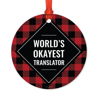 Metal Ornament Translator Black Plaid Image 1