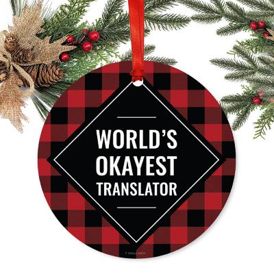 Metal Ornament Translator Black Plaid Image 2