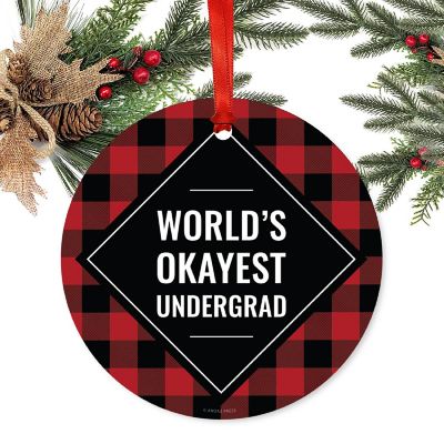 Metal Ornament Undergrad Red Black Plaid Image 1