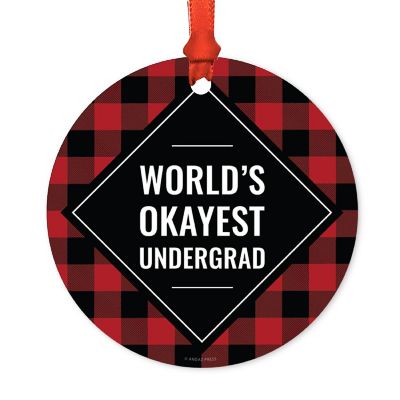 Metal Ornament Undergrad Red Black Plaid Image 1