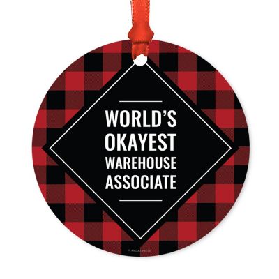 Metal Ornament Warehouse Associate Plaid Image 1