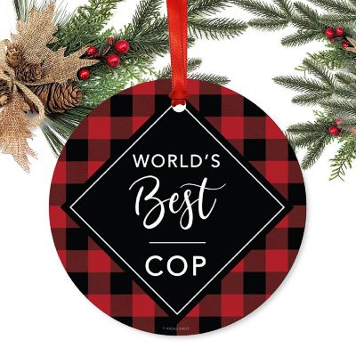 Metal Ornament World's Best Cop Image 1