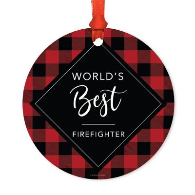 Metal Ornament World's Best Firefighter Image 1