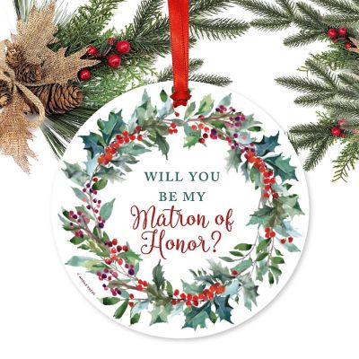 Metal Red Wreath Matron Ornament Image 1