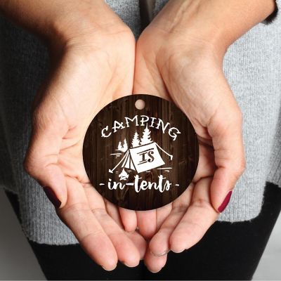 Metal Rustic Ornament Camping In Tents Image 1