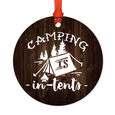Metal Rustic Ornament Camping In Tents Image 1