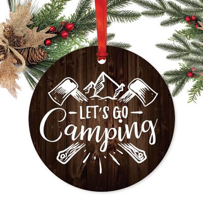Metal Rustic Ornament Let's Go Camping Image 1