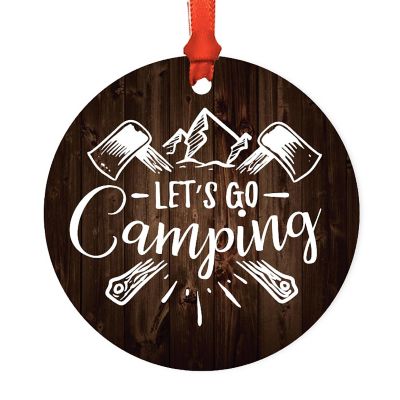 Metal Rustic Ornament Let's Go Camping Image 2