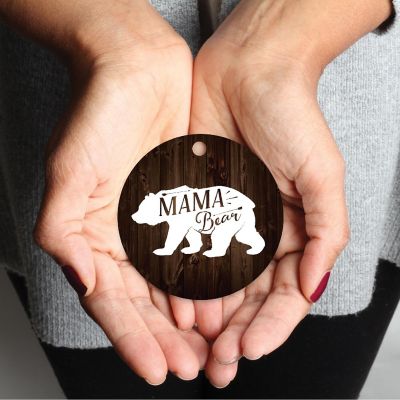 Metal Rustic Wood Ornament Mama Bear Image 1