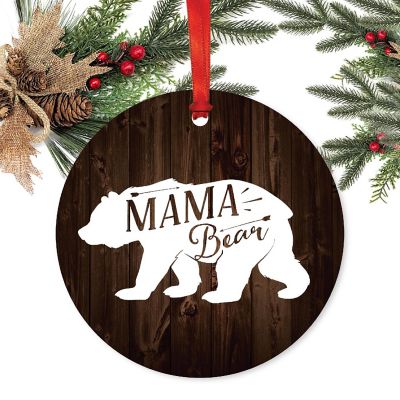 Metal Rustic Wood Ornament Mama Bear Image 1