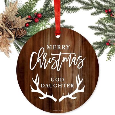 Metal Xmas Ornament Goddaughter Deer Image 1