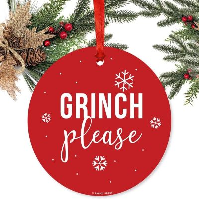 Metal Xmas Ornament Grinch Please Image 1