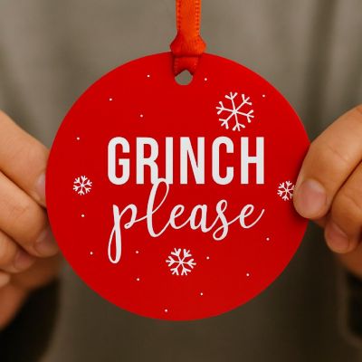 Metal Xmas Ornament Grinch Please Image 1