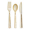 Metallic Gold Hammered Assorted Cutlery 72 Count Image 1