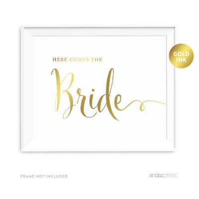 Metallic Gold Here Comes Bride 8.5x11 Image 1