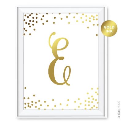 Metallic Gold Ink Monogram E sign 8.5x11 Image 1