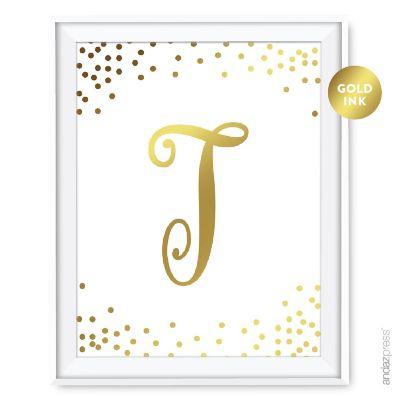 Metallic Gold Ink Monogram J sign 8.5x11 Image 1