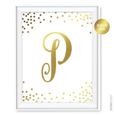 Metallic Gold Ink Monogram P sign 8.5x11 Image 1