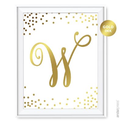 Metallic Gold Ink Monogram W sign 8.5x11 Image 1