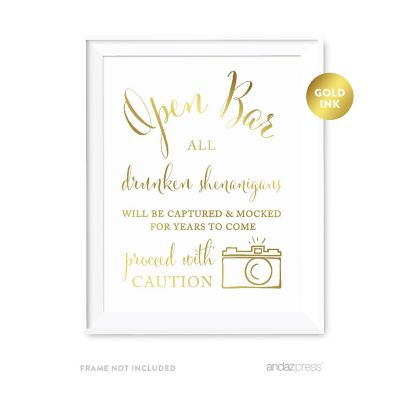 Metallic Gold Open Bar Caution 8.5x11 Image 1