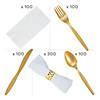 Metallic Gold Rolled Cutlery Kit for 100 Guests Image 1