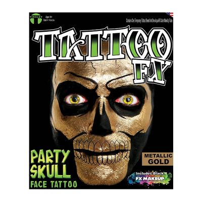 Metallic Gold Skull Tatoo Fx Costume Accessory Image 1