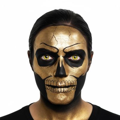Metallic Gold Skull Tatoo Fx Costume Accessory Image 2