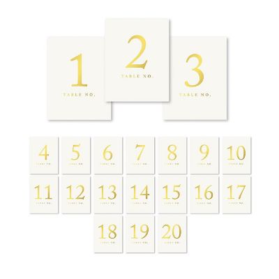 Metallic Gold Table Numbers 1-20 4x6 Image 1