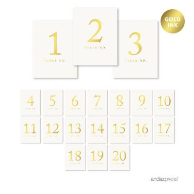 Metallic Gold Table Numbers 1-20 4x6 Image 2