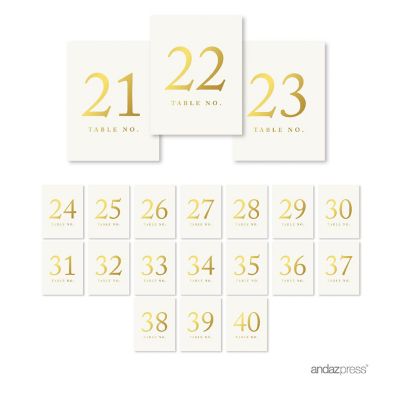 Metallic Gold Table Numbers 21-40 4x6 Image 1