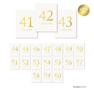 Metallic Gold Table Numbers 41-60 4x6 Image 2