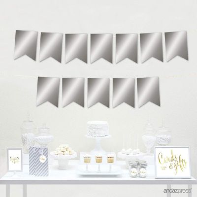 Metallic Silver Pennant Banner Image 1