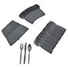 Metallic Silver Rolled Cutlery Kit for 100 Guests Image 1