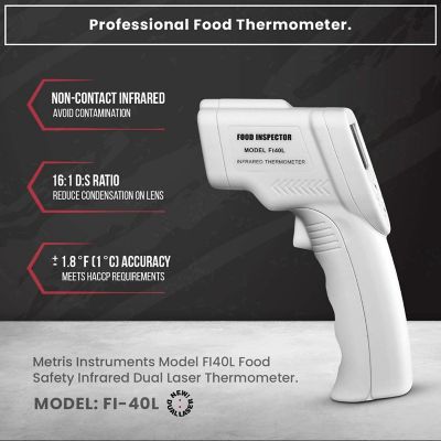 Metris Instruments Digital Food Thermometer, Infrared Thermometer Model FI40 Image 1