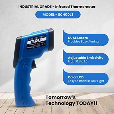 Metris Instruments Model EC400L3 Non Contact Digital DUAL Laser Professional Grade Infrared Thermometer Temperature Gun with two lasers Image 1