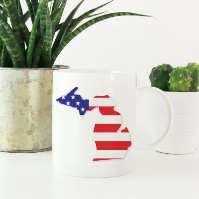 Michigan US Flag Ceramic Mug Image 1
