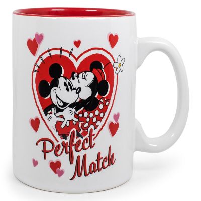 Mickey and Minnie Mouse "Perfect Match" Ceramic Coffee Mug  Holds 20 Ounces Image 1