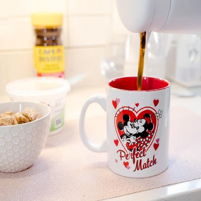 Mickey and Minnie Mouse "Perfect Match" Ceramic Coffee Mug  Holds 20 Ounces Image 1