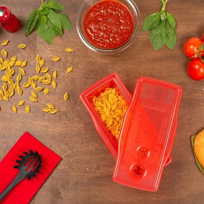 Microwave Pasta Cooker- The Original Fasta Pasta (Red)- Quickly Cooks up to 4 Servings- No Mess, Sticking or Waiting For Boil- Perfect Al Dente Pasta Every Time Image 1