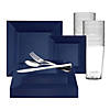 Midnight Blue Square Plastic Dinnerware Value Set (120 Settings) Image 1