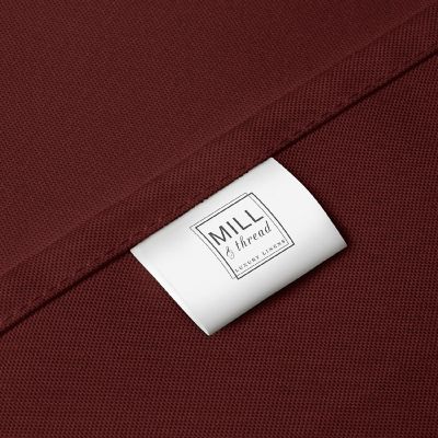 Mill & Thread 120" Round Wedding Banquet Polyester Fabric Tablecloth - Burgundy Image 2