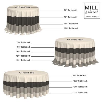 Mill &amp; Thread 132" Round Wedding Banquet Polyester Fabric Tablecloth - Light Gray Image 3