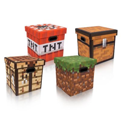 Minecraft 13-Inch Fabric Storage Bin Cube Organizers With Lids  Set of 4 Image 1