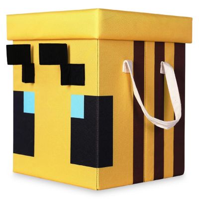 Minecraft Bee Fabric Storage Bin Cube Organizer with Lid  15 Inches Image 1