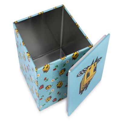Minecraft Bee Pattern Tin Storage Box Cube Organizer with Lid  4 Inches Image 1