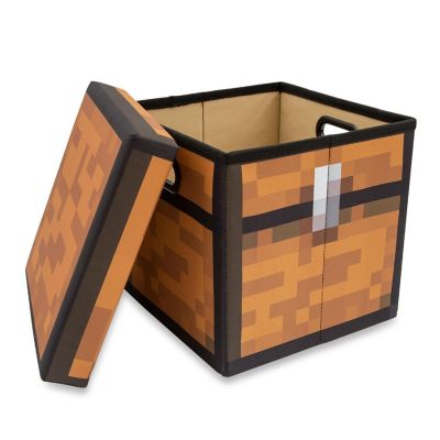 Minecraft Brown Chest Fabric Storage Bin Cube Organizer with Lid  13 Inches Image 1