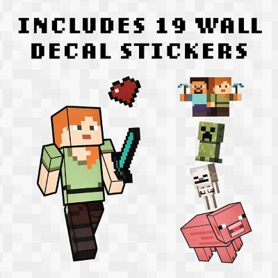 Minecraft Characters Removable Vinyl Stickers  4 Sheets, 19 Decals Image 1