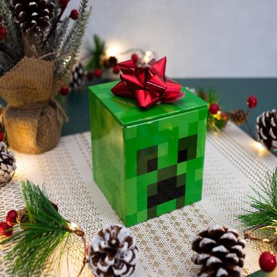 Minecraft Creeper Tin Storage Box Cube Organizer with Lid  4 Inches Image 2