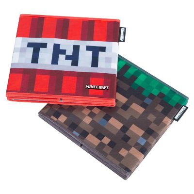 Minecraft Fabric Storage Boxes - 2Pc Tnt &amp; Grass Block, 10&amp;#8221; Collapsible Cubes Image 1